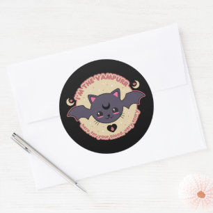 Vampurr Creepy Cute Halloween Classic Round Sticker