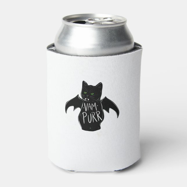 Vampurr Stay Spooky cute cat funny cat black   Can Cooler (Can Front)