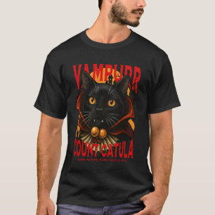 Vampurrr Count Catula Halloween Vampire Black Cat T-Shirt