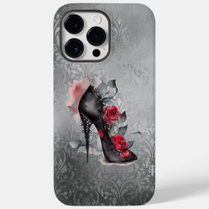Vampy Spiked Stiletto   Red Rose High Heel Grunge iPhone 14 Pro Max Case