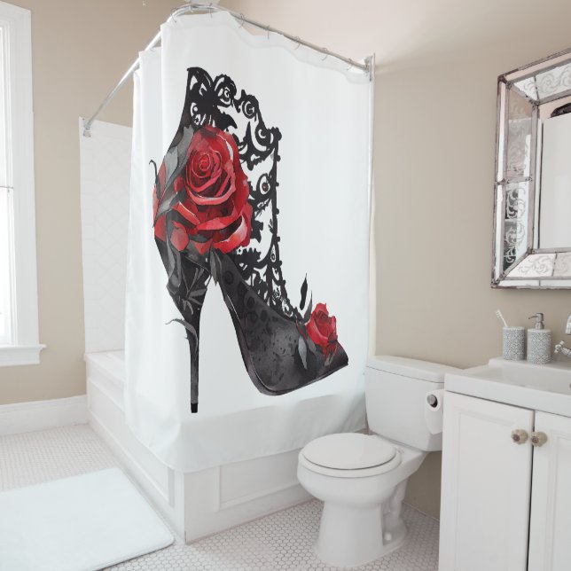 Vampy Vogue | Stiletto Lace Bootie and Red Roses (In Situ)