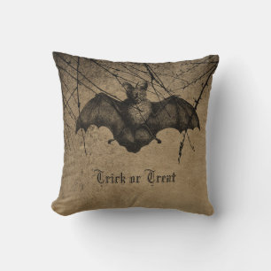 Vampyre Bat grunge Halloween themed  Throw Pillow