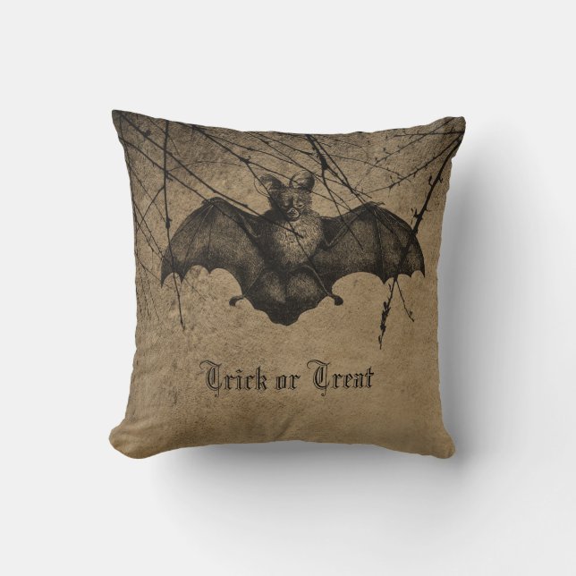 Vampyre Bat grunge Halloween themed  Throw Pillow (Front)