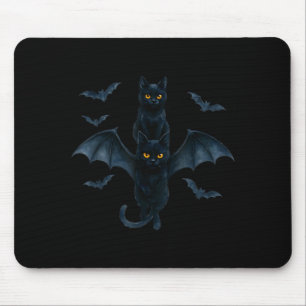 Vamre Cat With Bat Wings _ Cute Soky Halloween Des Mouse Pad
