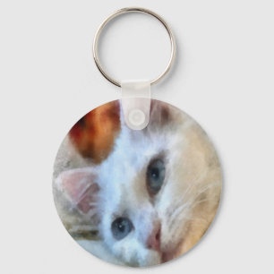 Van Cat With Blue Eyes Pet Portrait Keychain