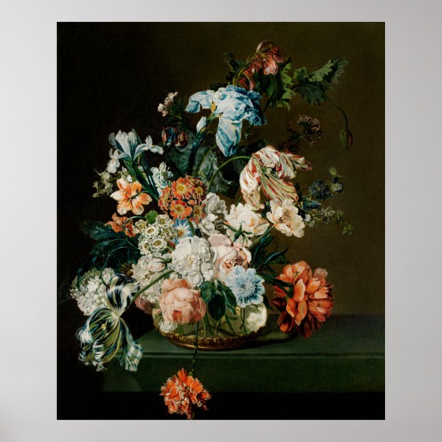 Van der Mijn's Still Life with Flowers Poster (Front)