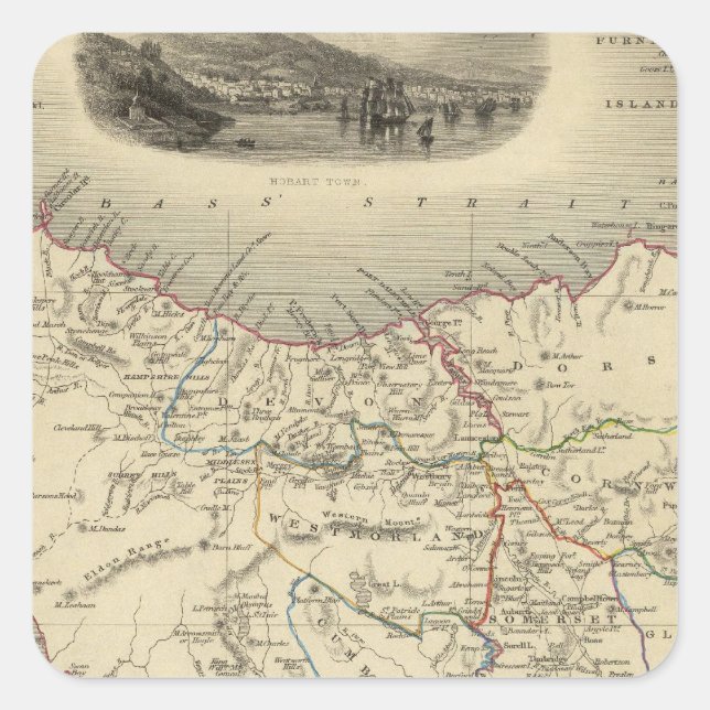 Van Diemen's Island or Tasmania Square Sticker (Front)