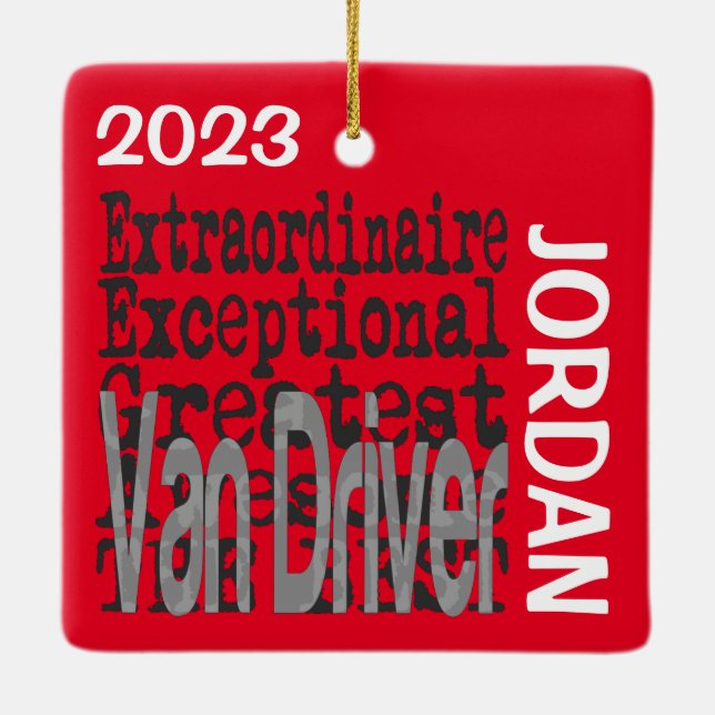Van Driver Extraordinaire CUSTOM Ceramic Ornament (Back)