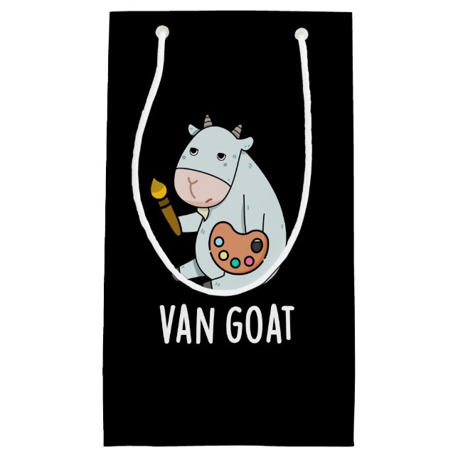Van Goat Funny Artist Pun Dark BG Small Gift Bag (Front)
