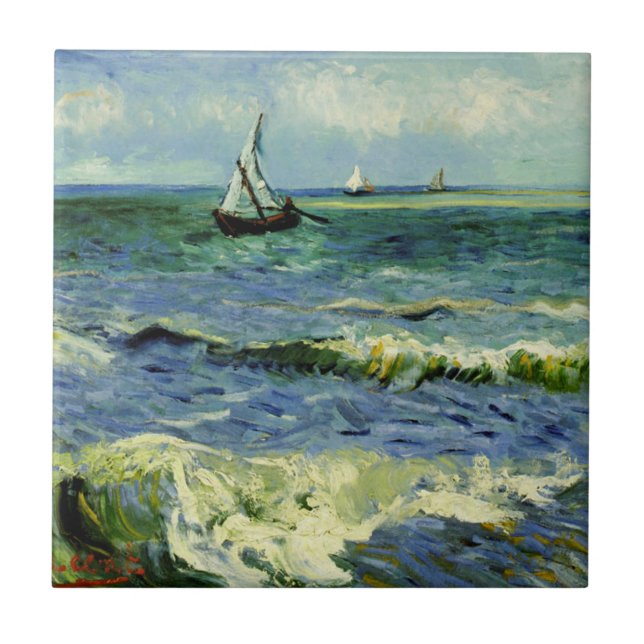 Van Gogh - A Fishing Boat at Sea Tile (Front)