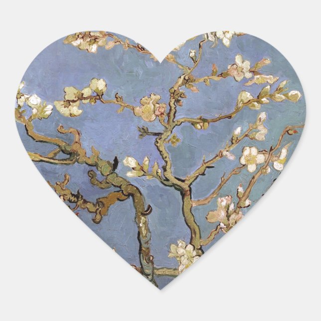 Van Gogh Almond Blossom Heart Sticker (Front)