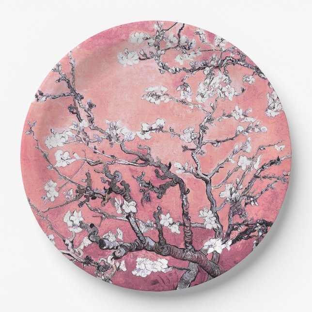 Van Gogh Almond Blossom peach pink Paper Plate (Front)