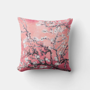 Van Gogh Almond Blossom peach pink Throw Pillow