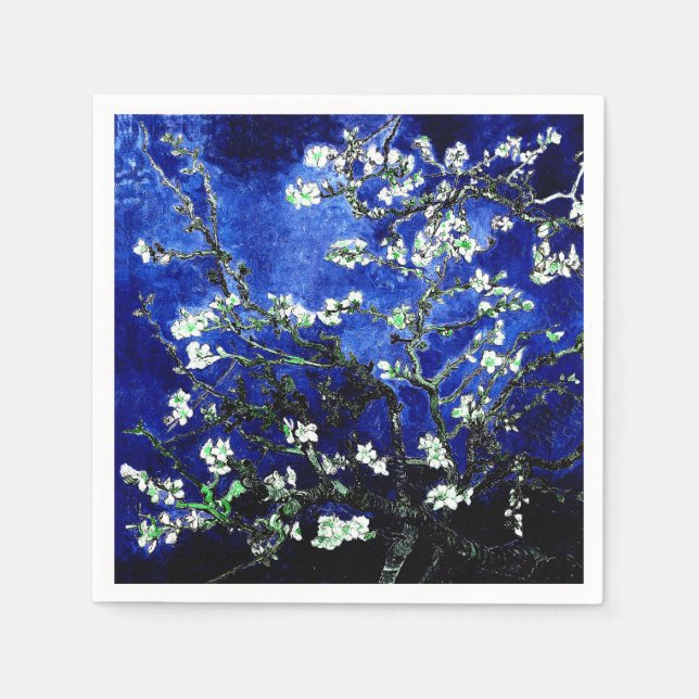 Van Gogh Almond Blossoms blue green Stone Coaster Napkin (Front)