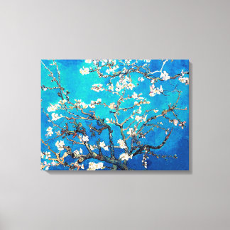 Van Gogh Almond Blossoms bright turquoise Canvas Print