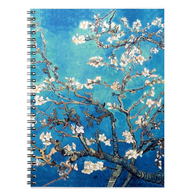 Van Gogh Almond Blossoms bright turquoise Notebook (Front)