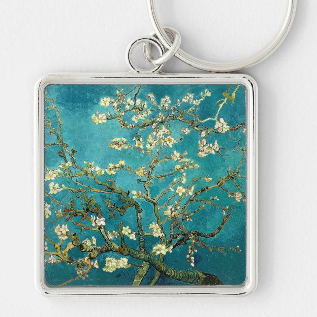 Van Gogh Almond Blossoms Classic Impressionism Keychain (Front)