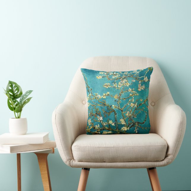 Van Gogh Almond Blossoms Classic Impressionism Throw Pillow (Chair)