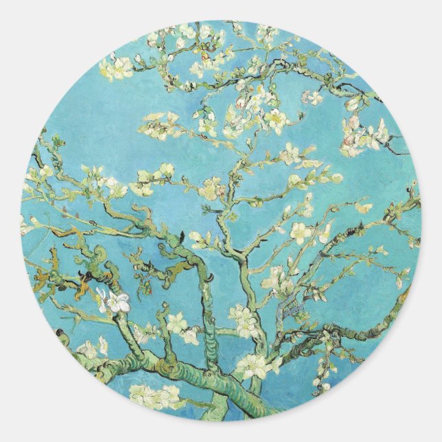 Van Gogh Almond Blossoms Classic Round Sticker (Front)