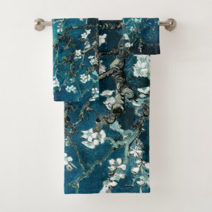 Van Gogh Almond Blossoms : Dark Teal Bath Towel Set