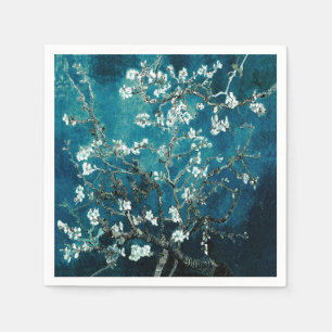 Van Gogh Almond Blossoms Dark Teal Napkin