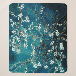 Van Gogh Almond Blossoms : Dark Teal Sherpa Blanket