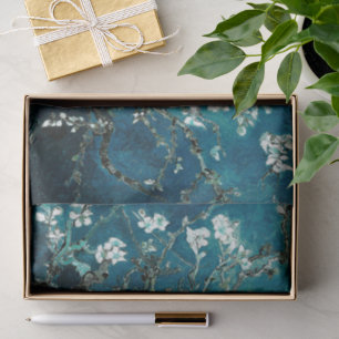 Van Gogh Almond Blossoms Dark Teal Tissue Paper