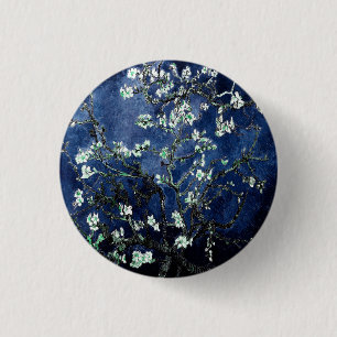 Van Gogh Almond Blossoms Midnight Blue 1 Inch Round Button