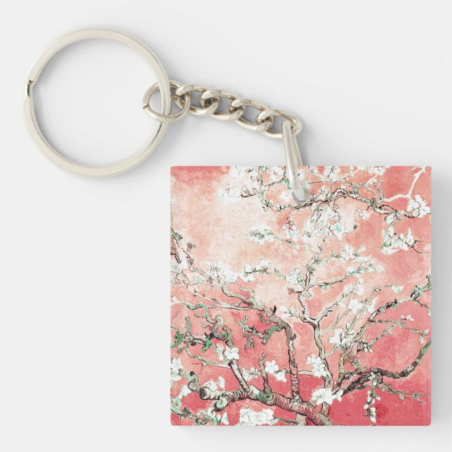 Van Gogh Almond Blossoms Peach Keychain (Front)