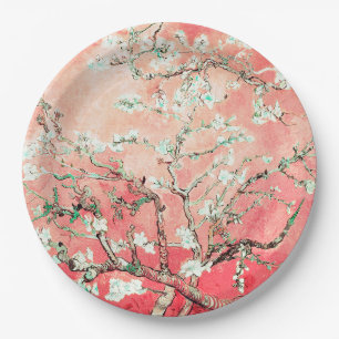 Van Gogh Almond Blossoms Peach Paper Plate