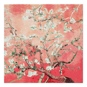 Van Gogh Almond Blossoms peach Poster