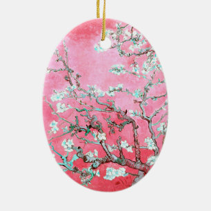Van Gogh Almond Blossoms Pink Blue Ceramic Ornament