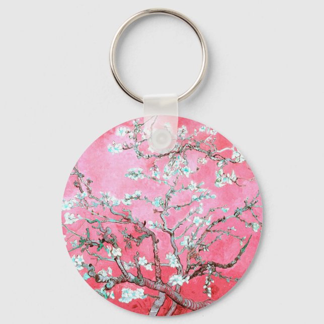 Van Gogh Almond Blossoms Pink Blue Keychain (Front)