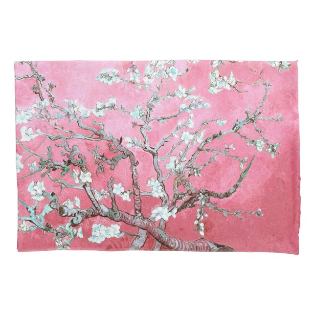Van Gogh Almond Blossoms Pink Blue Pillowcase (Front)