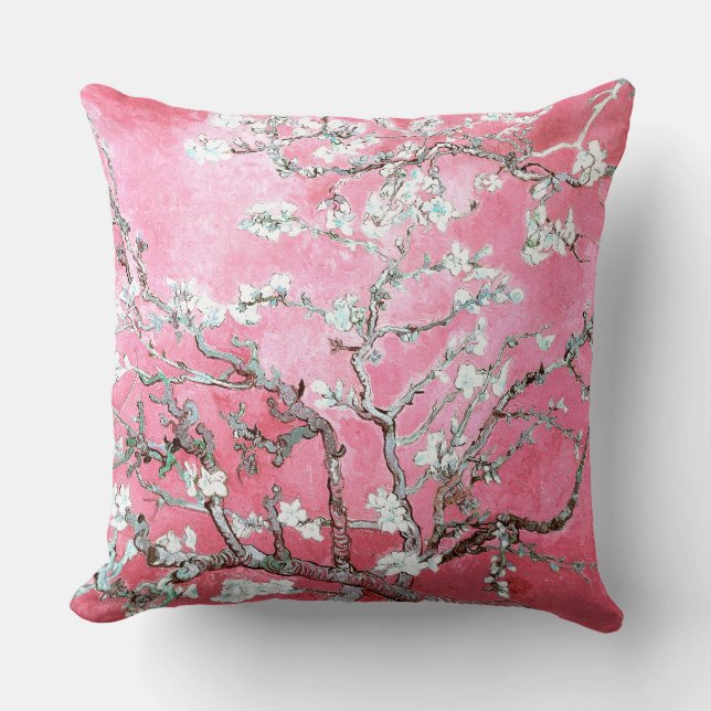 Van Gogh Almond Blossoms Pink Blue Throw Pillow (Front)