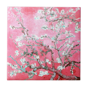 Van Gogh Almond Blossoms Pink Blue Tile