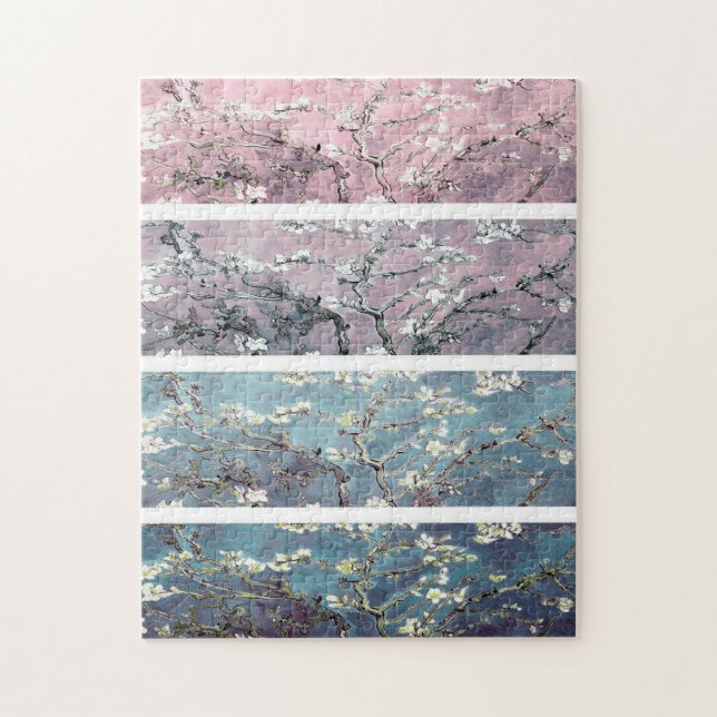 Van Gogh Almond Blossoms Pink Lavender Teal Jigsaw Puzzle (Vertical)