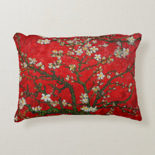 Van Gogh Almond Blossoms Red Accent Pillow