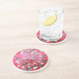 Van Gogh Almond Blossoms Red blue  Coaster