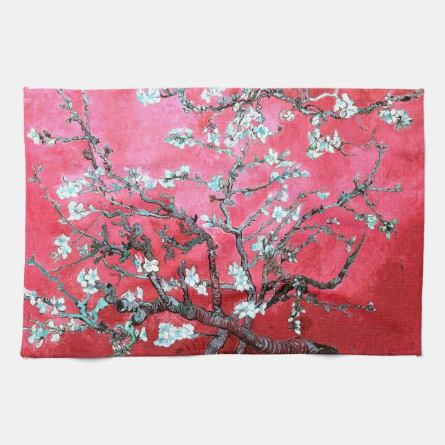 Van Gogh Almond Blossoms : Red & Blue Kitchen Towel (Horizontal)