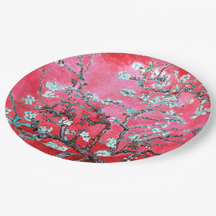 Van Gogh Almond Blossoms Red blue  Paper Plate