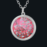 Van Gogh Almond Blossoms Red blue  Silver Plated Necklace<br><div class="desc">Pinkish Red Almond Blossoms by Vincent Van Gogh colour alteration copyright 2sweet4wordsDesigns/ PureVintage Love Pinkish Red Almond Blossoms for an artistic touch to Personal Style, Wedding Party, Baby Shower, Office gifts or Spring Party: Celebrate your special occasions with the enchanting beauty of Vincent Van Gogh's Almond Blossoms. Our Pinkish Red...</div>