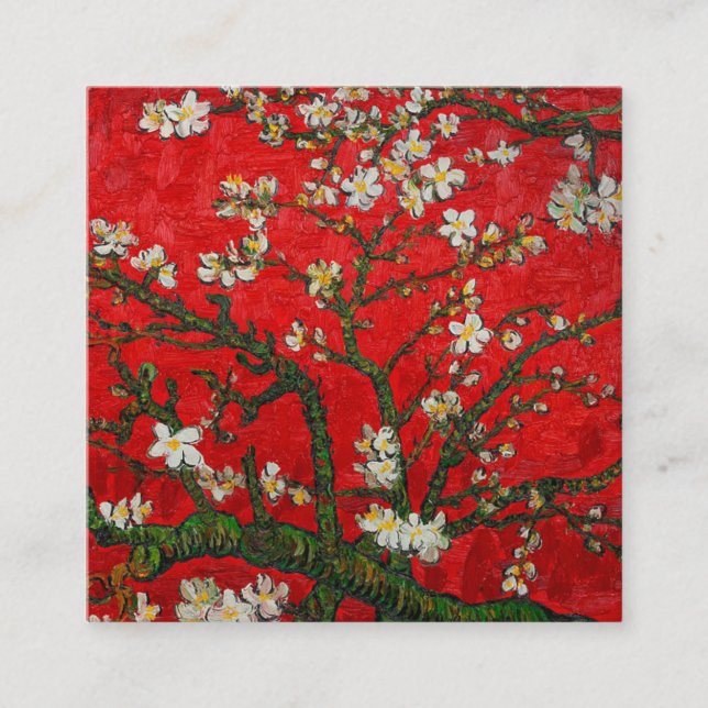 Van Gogh Almond Blossoms Red Enclosure Card (Front)