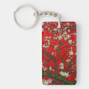 Van Gogh Almond Blossoms Red Keychain