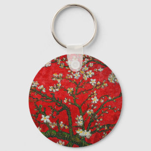 Van Gogh Almond Blossoms Red Keychain