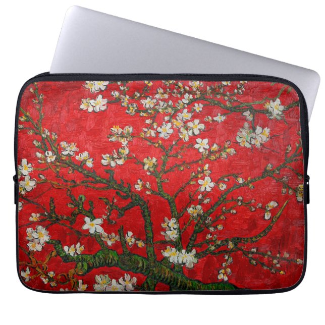 Van Gogh Almond Blossoms Red Laptop Sleeve (Front)