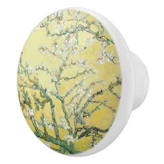 Van Gogh Almond Blossoms, Sky Blue Ceramic Knob