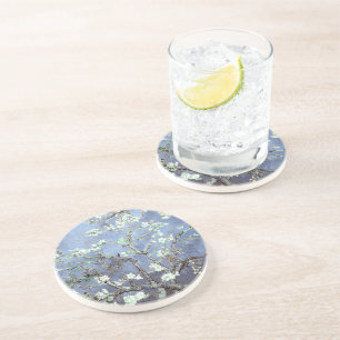 Van Gogh Almond Blossoms Steel Blue Coaster