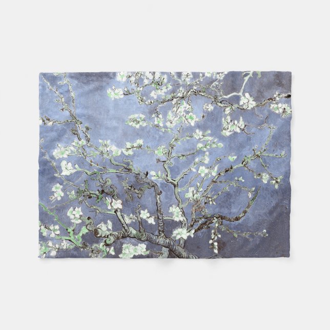 Van Gogh Almond Blossoms Steel Blue Fleece Blanket (Front (Horizontal))