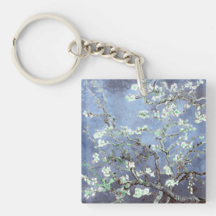 Van Gogh Almond Blossoms Steel Blue Keychain